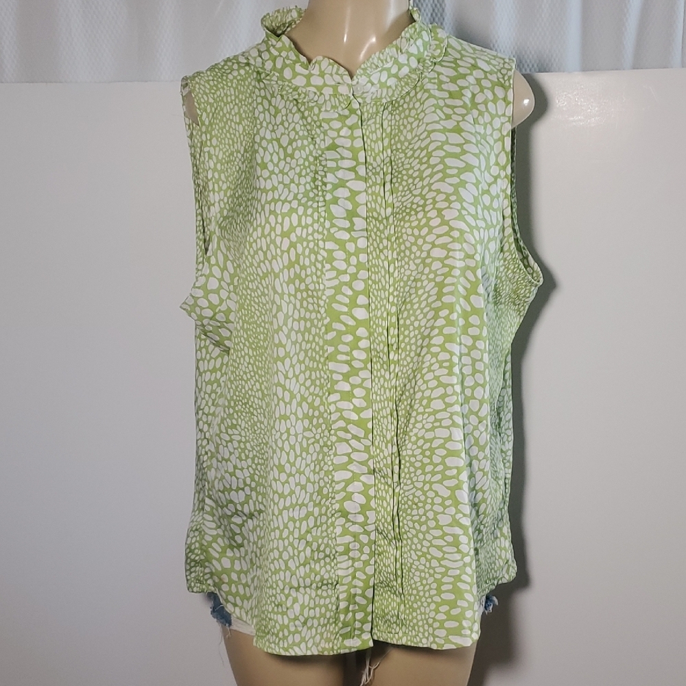 Jennifer and Grace Green Sleeveless Button Down Blouse Size 2X